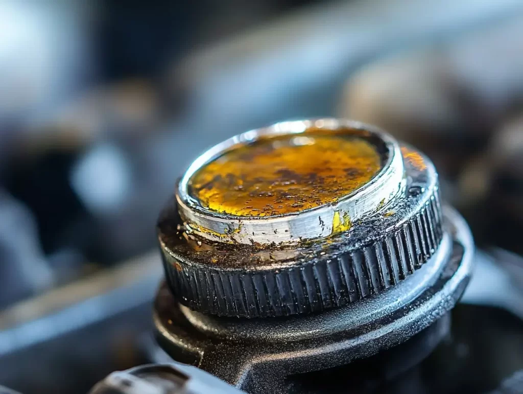 Why is there yellow sludge in my oil cap?